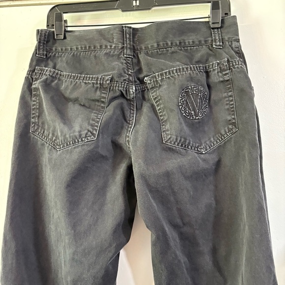 Vintage Versace Jeans Collection Pants Mens 32 Straight Logo Black Distressed - Picture 8 of 15